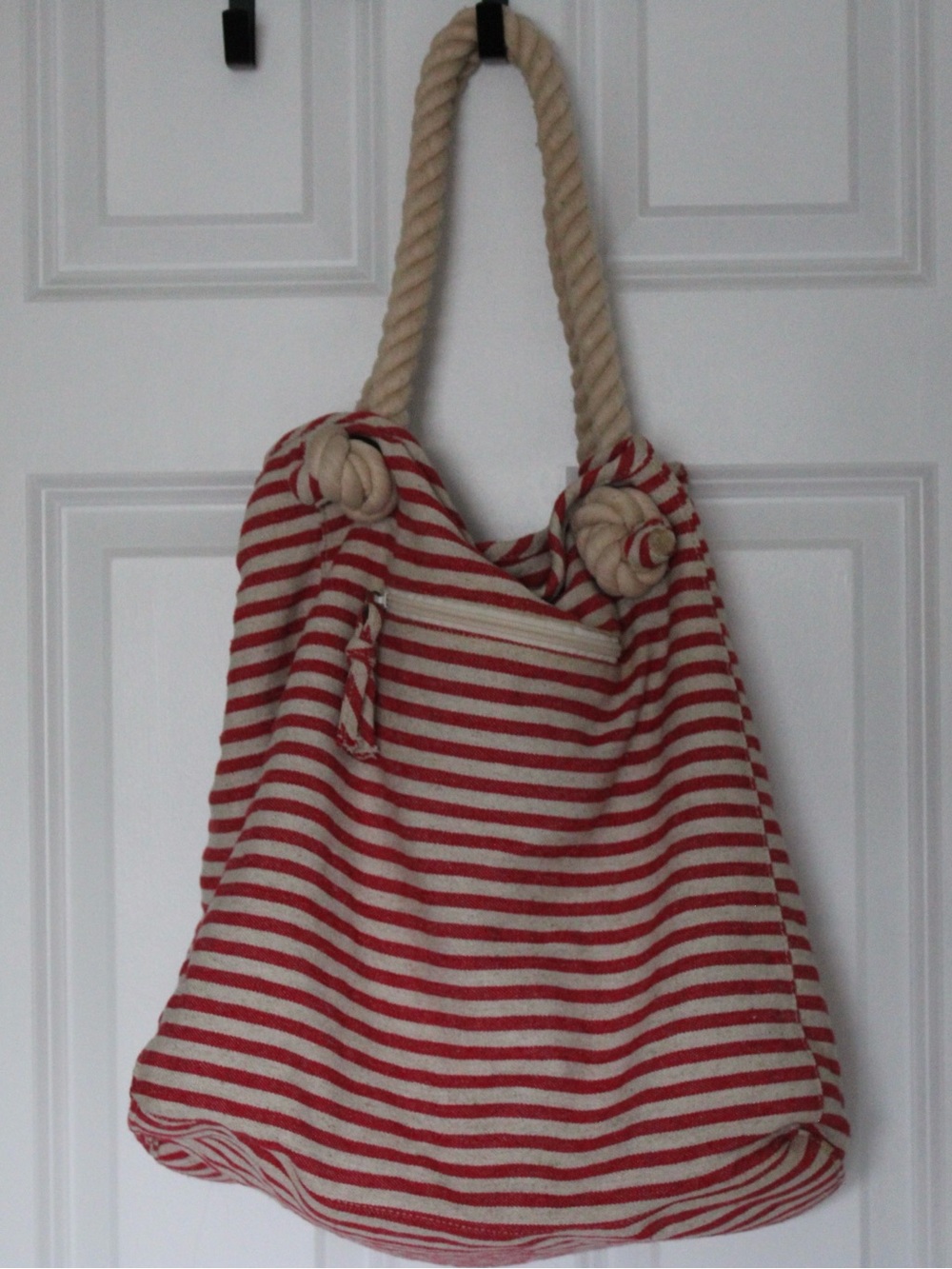 TALBOTS Striped Rope Handle Tote Bag